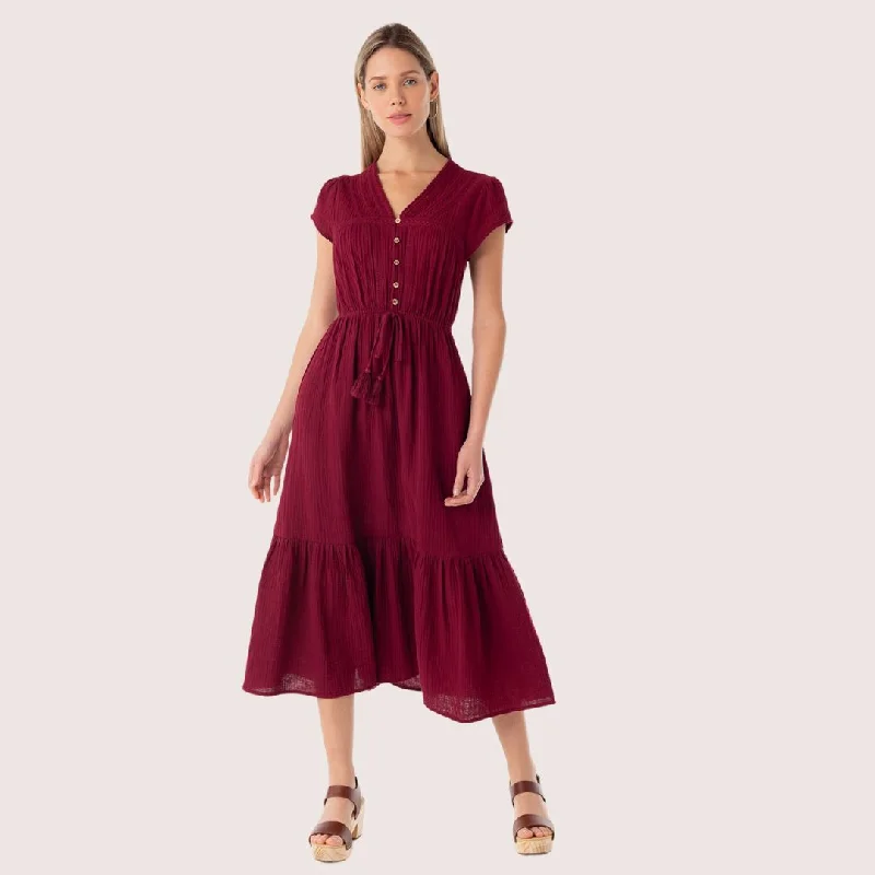 Holland Maxi Dress (Merlot) Classic Solid Maxi Dress