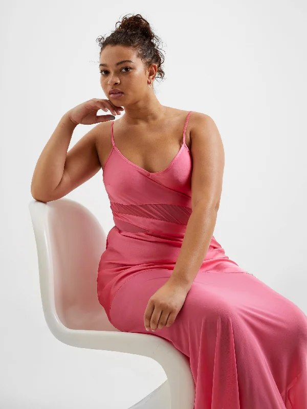 Inu Satin Strappy Maxi Dress Comfortable Satin Maxi Dress