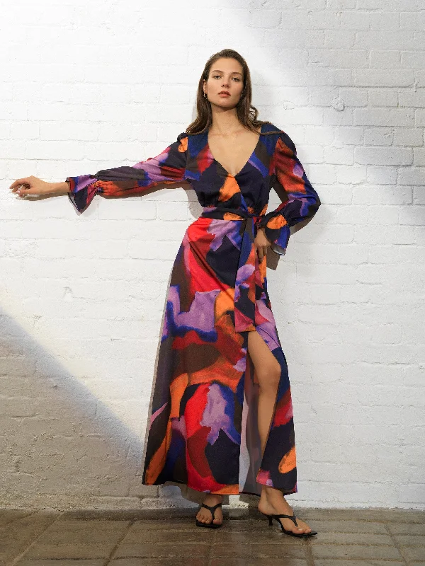 Isadora Drape Wrap Maxi Dress Fashionable Faux Wrap Maxi Dress