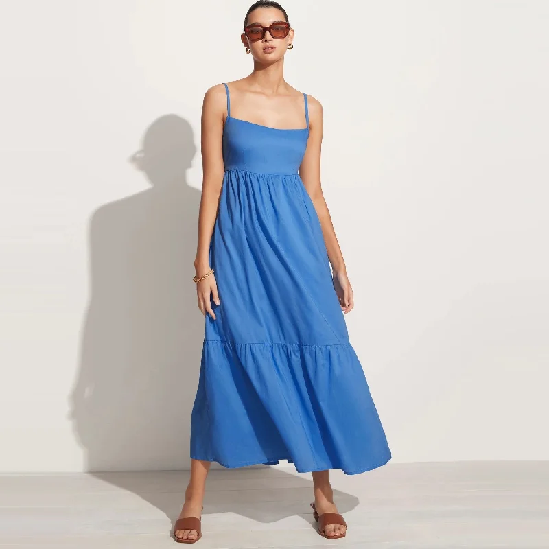 Katya Maxi Dress (Blue) Elegant Tiered Maxi Dress