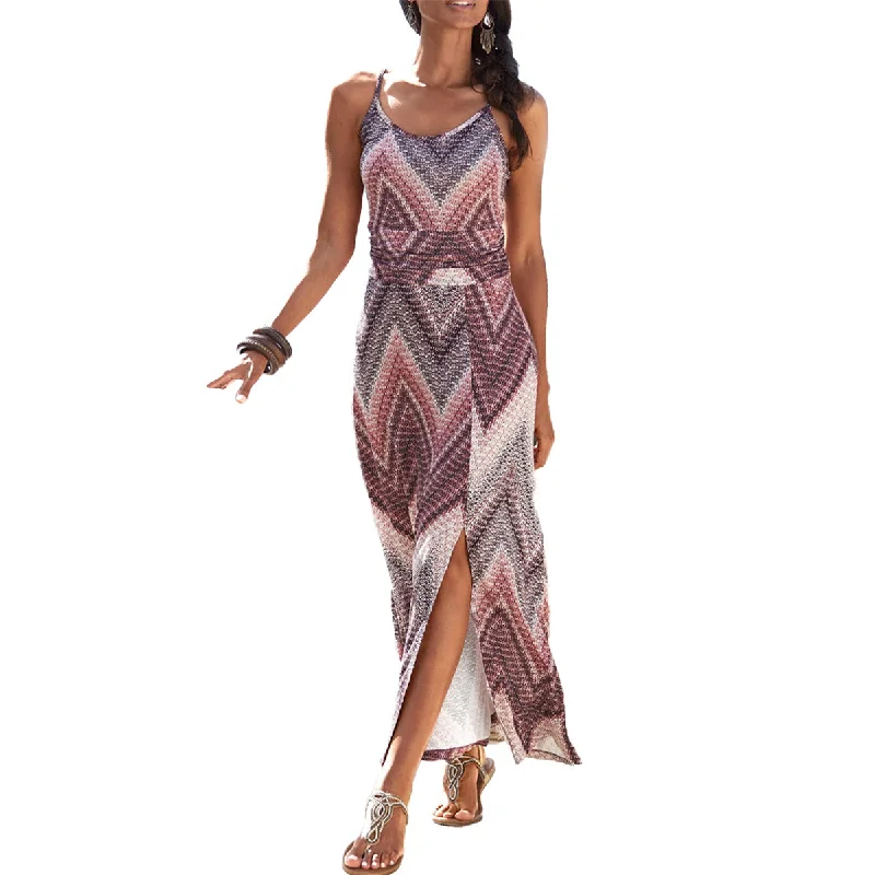 LASCANA Sleeveless Marroccan Print Maxi Dress Multi Print Casual Maxi Dress with Pockets