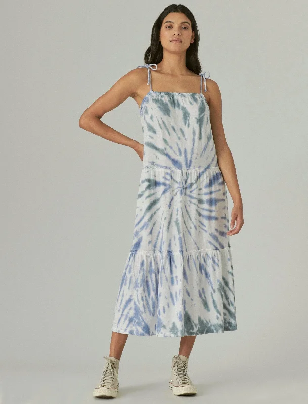 Lucky Brand Womens Tiered Cami Maxi Dress Stylish Empire Waist Maxi Dress