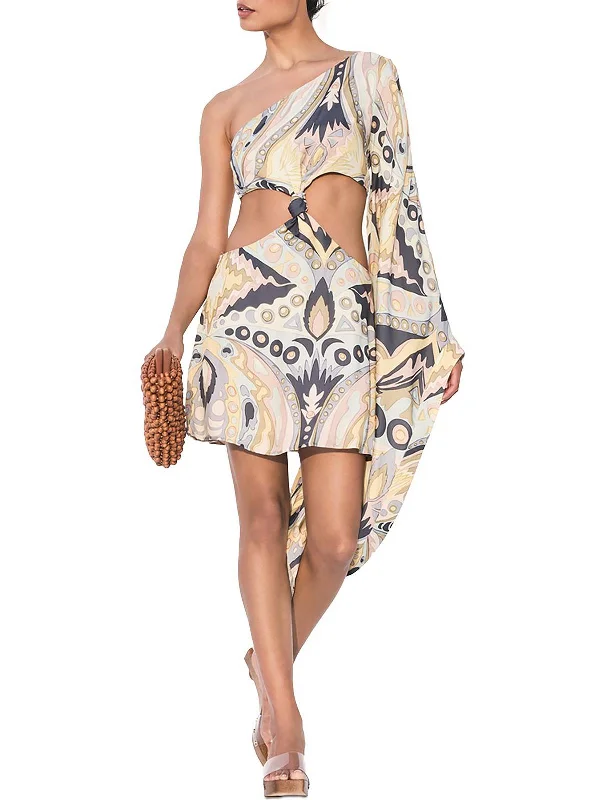 Lucy Womens Cutout Short Mini Dress Elegant Velvet Mini Dress