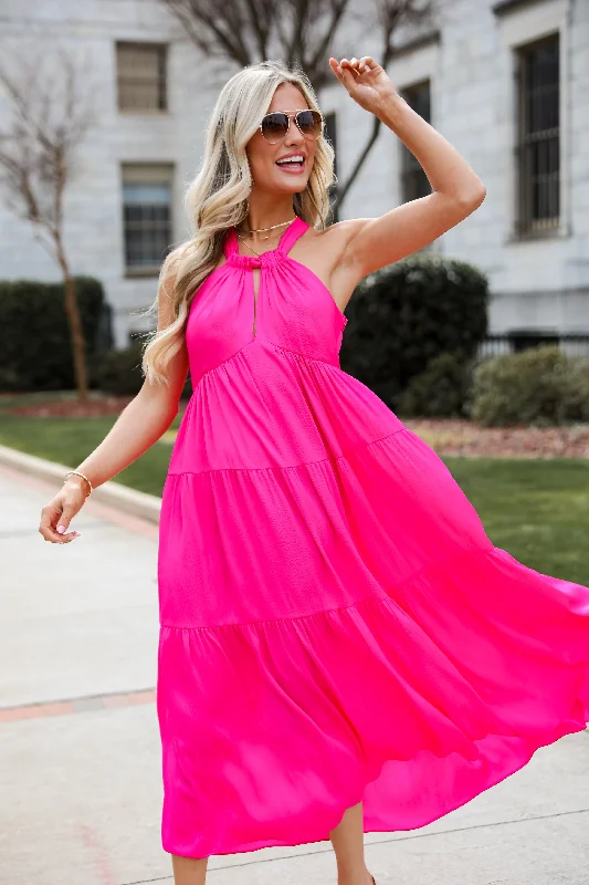 FINAL SALE - Luxurious Passion Satin Tiered Maxi Dress Chic Summer Floral Maxi Dress