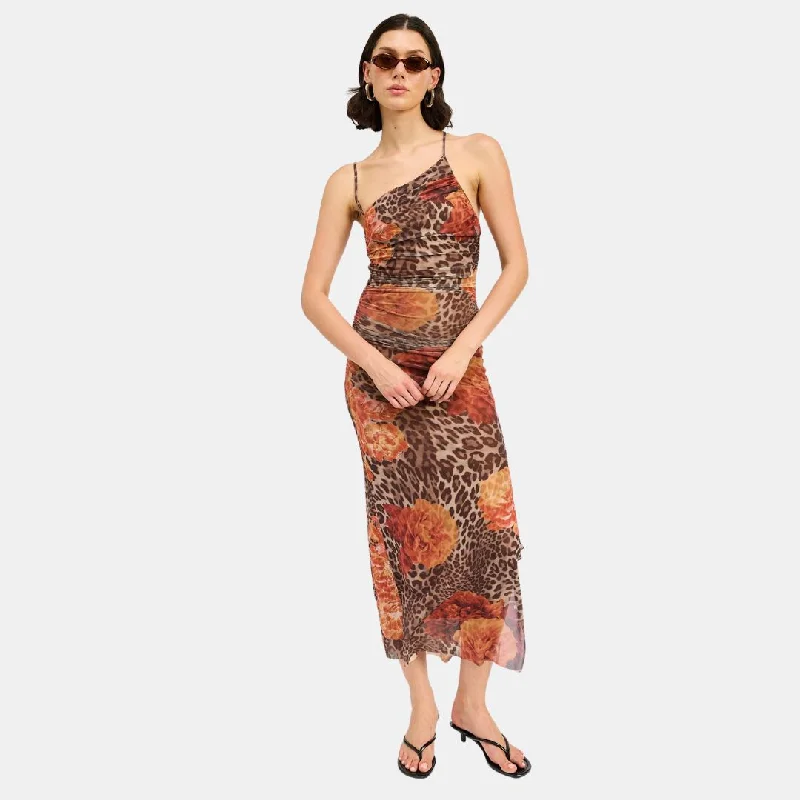 Mesh Printed One Should Maxi Dress (Leopard Orange Floral) Elegant Floral Maxi Dress Mesh Printed One Should Maxi Dress (Leopard Orange Floral) Elegant Floral Maxi Dress