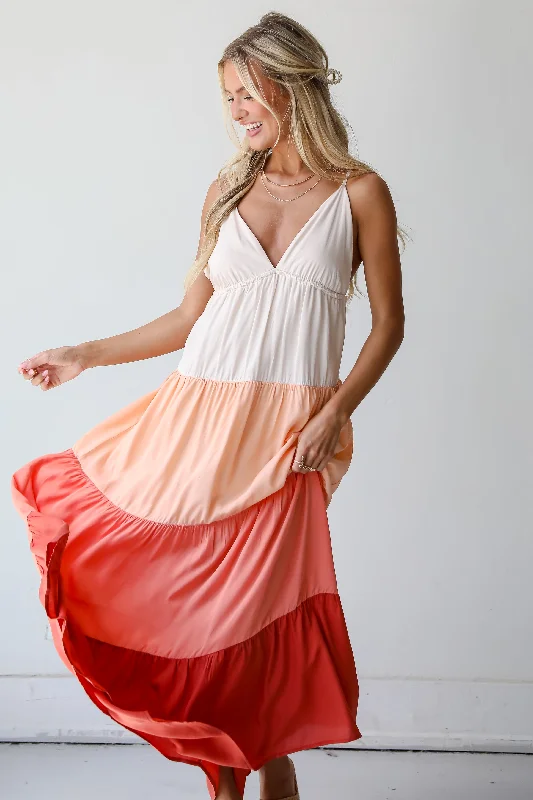 FINAL SALE - Oasis Seeker Color Block Maxi Dress Chic Sleeveless Maxi Dress