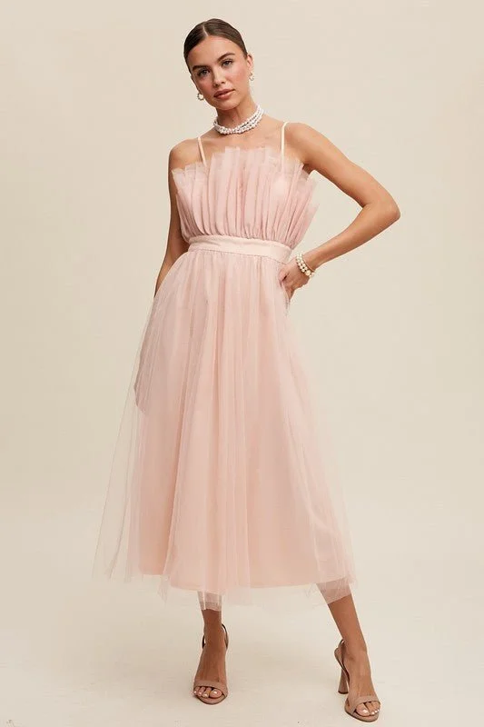 Frill Tulle Maxi Dress Classic A-Line Maxi Dress