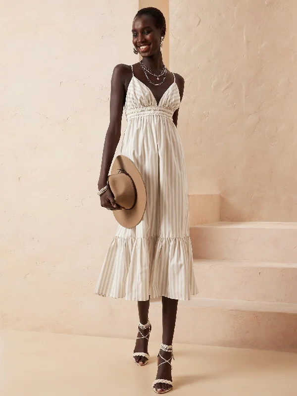Poplin Maxi Dress Trendy Short Sleeve Maxi Dress