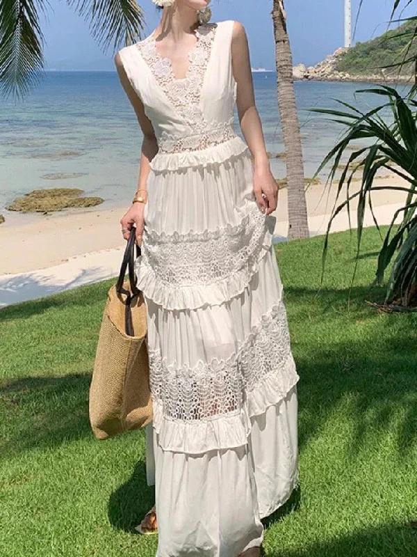 Raina Maxi Dress in White Elegant Maxi Dress with Drapes