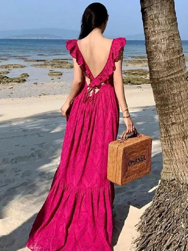 Saz Summer Maxi Dress in Pink Trendy Maxi Dress with Straps