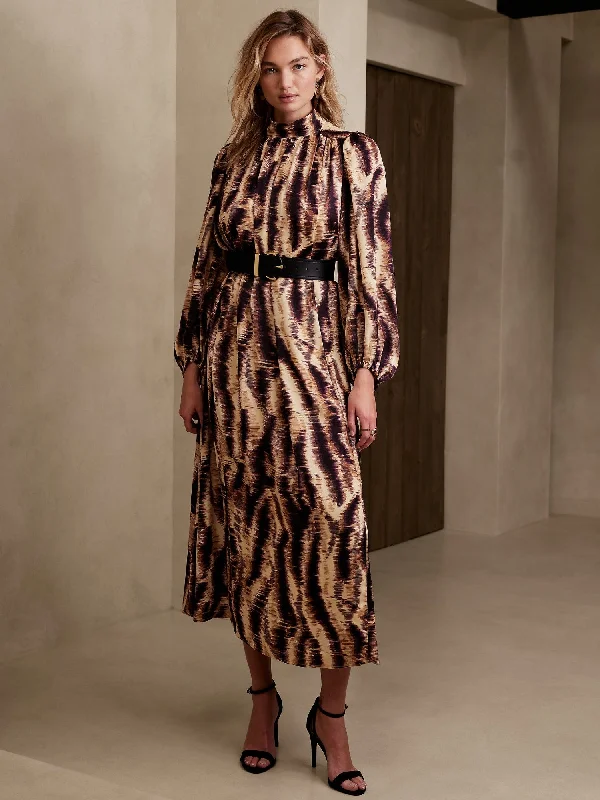 Slit-Back Maxi Dress Trendy Floral Print Maxi Dress