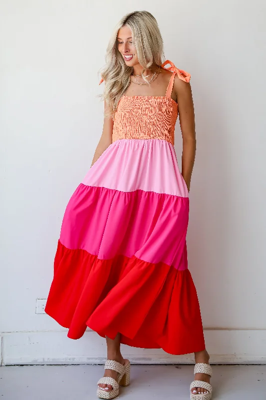 FINAL SALE - Sunset Moments Color Block Maxi Dress Fashionable High-Waist Maxi Dress FINAL SALE - Sunset Moments Color Block Maxi Dress Fashionable High-Waist Maxi Dress