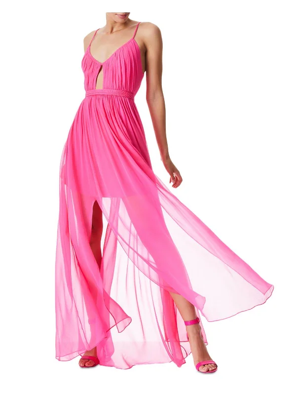 Tamar Womens Silk Cut-Out Maxi Dress Trendy V-Neck Maxi Dress