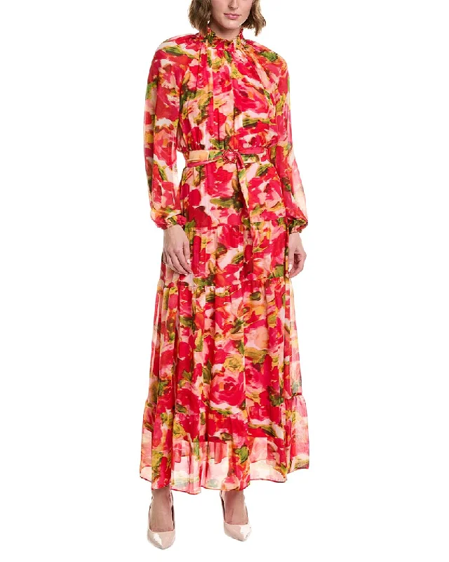Taylor Printed Chiffon Maxi Dress Elegant Maxi Dress with Pockets