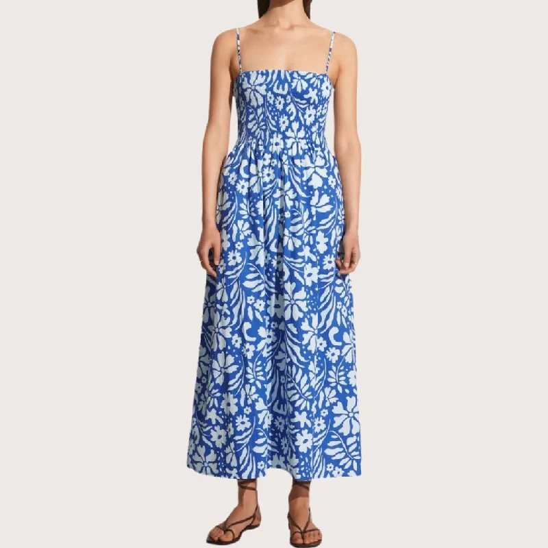 Tergu Maxi Dress (Blue) Cozy Ruffle Sleeve Maxi Dress