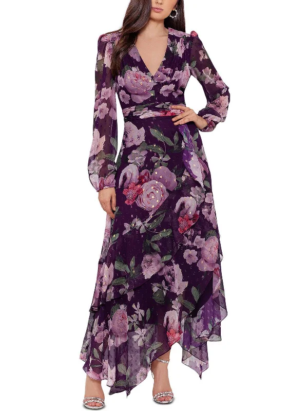 Womens Chiffon Floral Maxi Dress Cozy Wrap Maxi Dress