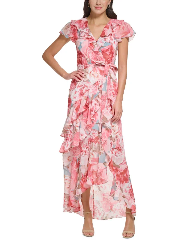 Womens Chiffon Floral Maxi Dress Comfortable Cotton Maxi Dress