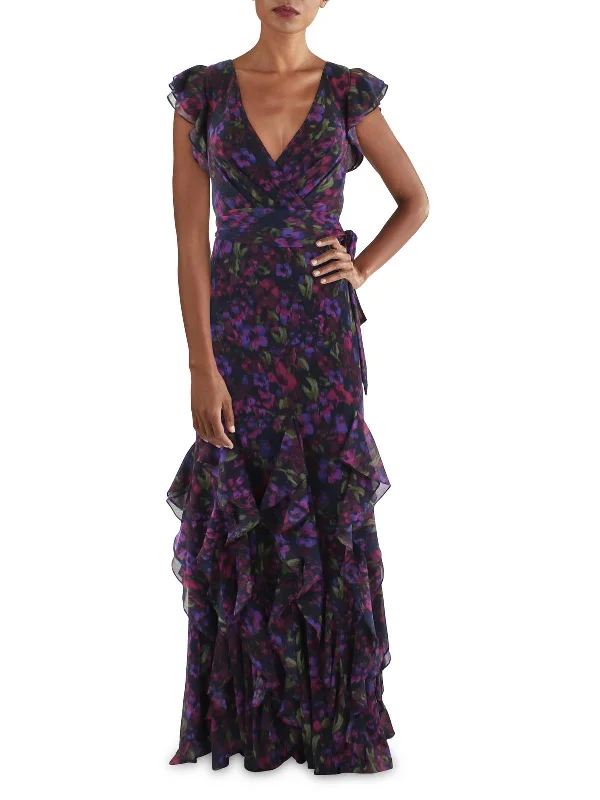 Womens Chiffon Printed Maxi Dress Classic Tulle Maxi Dress