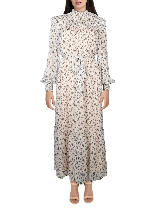 Womens Floral Print Long Maxi Dress Elegant Sleeveless Maxi Dress