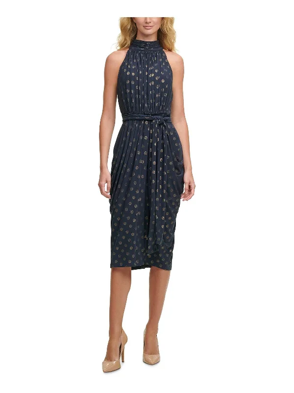 Womens Mock Neck Belted Maxi Dress Elegant Maxi Dress with Ruffles