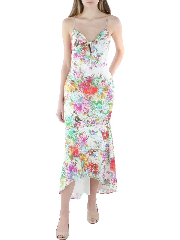 Womens Printed Calf Maxi Dress Fashionable Layered Maxi Dress