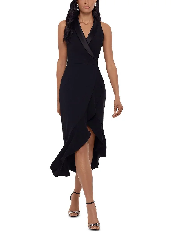 Womens Ruffled Collared Maxi Dress Cozy Open-Back Maxi Dress