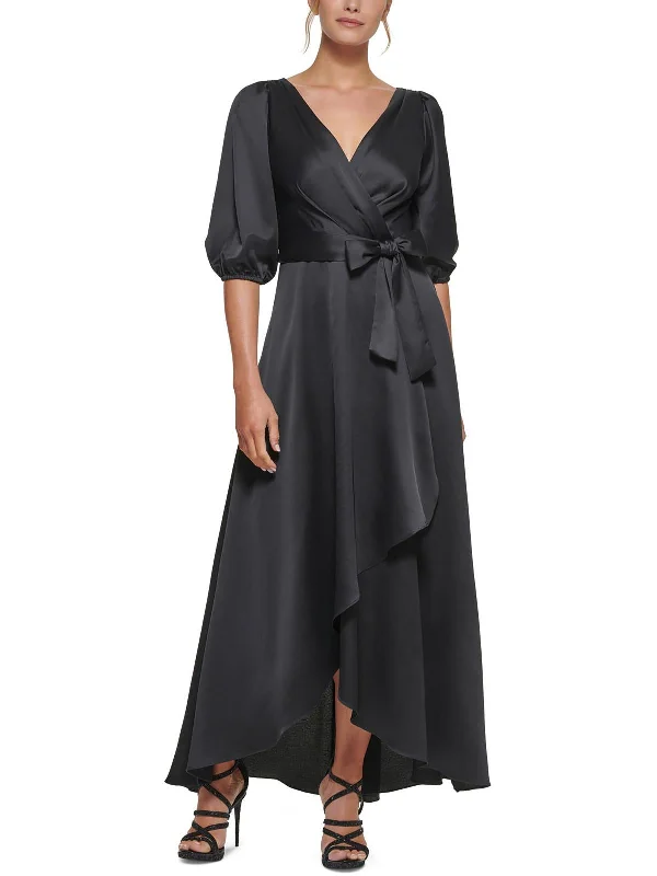 Womens Satin Belted Maxi Dress Cozy Longline Maxi Dress