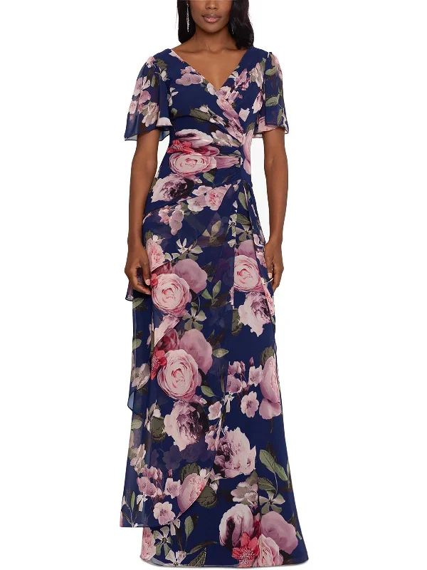 Womens Surplice Tiered Maxi Dress Cozy Knitted Maxi Dress