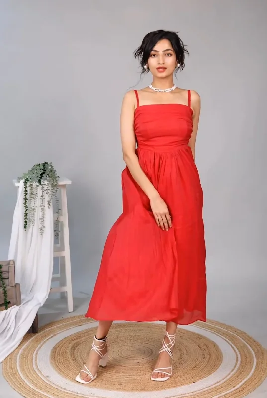 Zeus Hot Pink Maxi Dress Fashionable High-Waist Maxi Dress