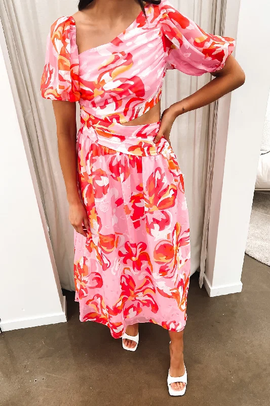Crissie Maxi Dress Pink Multi Trendy Fit-and-Flare Maxi Dress