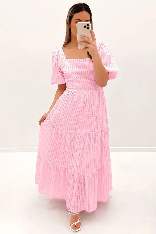 Karrigan Maxi Dress Pink Fashionable Sheer Maxi Dress