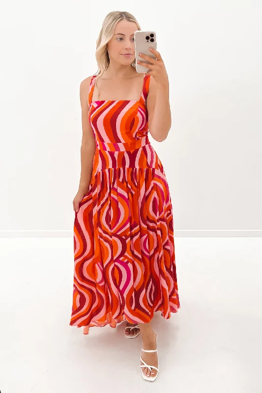 Pria Maxi Dress Red Multi Cozy Wrap Maxi Dress