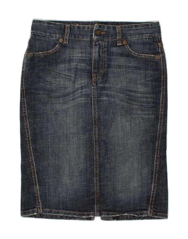 BENETTON Womens Denim Skirt EU 40 Medium W30 Blue Cotton chiffon skirt lightweight