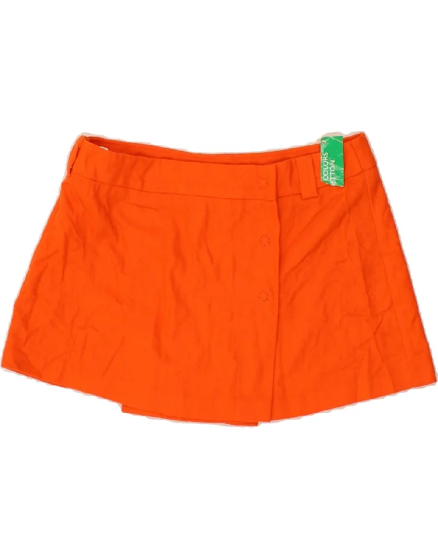 BENETTON Womens Mini Skirt IT 44 Medium W36 Orange Wool athletic skirt fit