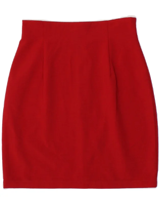 BENETTON Womens Pencil Skirt IT 40 Small W24 Red Polyester chiffon skirt delicate