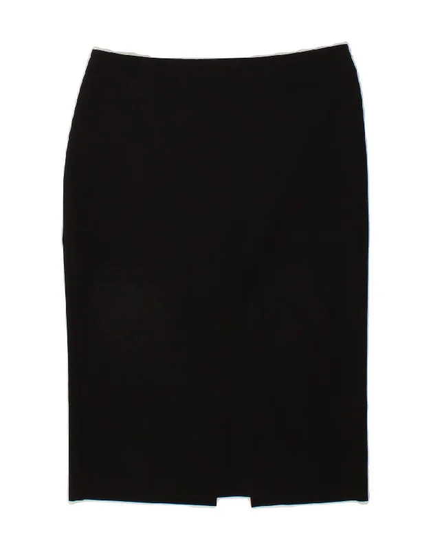 BENETTON Womens Straight Skirt IT 40 Small W28 Black Polyester linen skirt relaxed