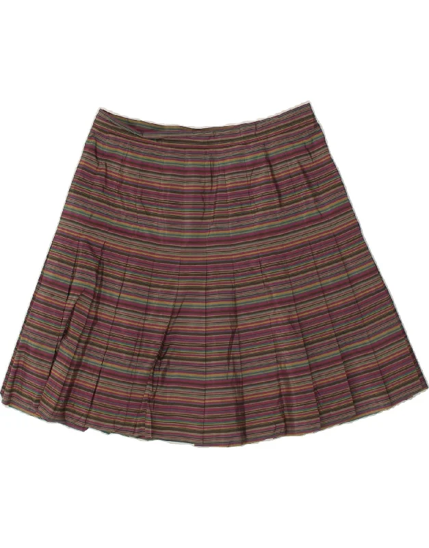 BLUNAUTA Womens Knife Pleated Skirt Large W32 Multicoloured Striped Silk silk skirt sleek BLUNAUTA Womens Knife Pleated Skirt Large W32 Multicoloured Striped Silk silk skirt sleek