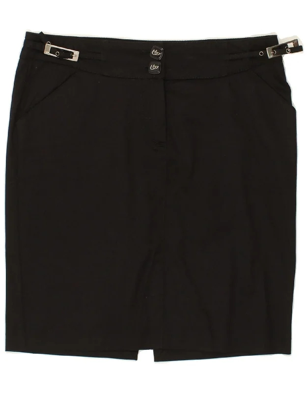 BYBLOS Womens Straight Skirt W32 Large Black Cotton velvet skirt sumptuous