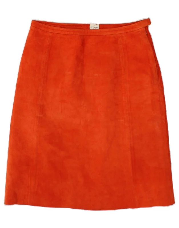 CALVIN KLEIN JEANS Womens Leather Skirt W29 Medium  Red Leather wool skirt sturdy