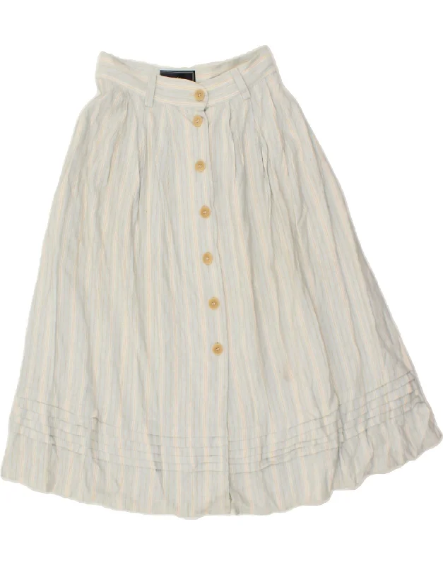 DANIEL HECHTER Womens A-Line Skirt IT 38 XS W25 Blue Striped Viscose button skirt front DANIEL HECHTER Womens A-Line Skirt IT 38 XS W25 Blue Striped Viscose button skirt front