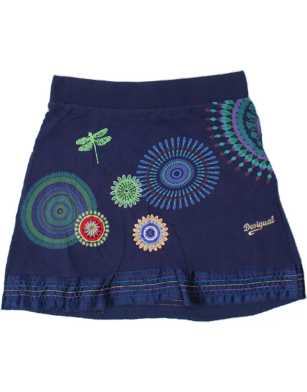 DESIGUAL Womens Abstract Pattern Mini Skirt W32 Large  Navy Blue athletic skirt fit