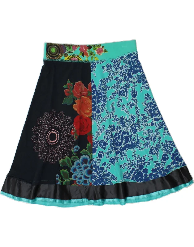 DESIGUAL Womens Graphic A-Line Skirt Medium W30 Blue Colourblock corduroy skirt comfortable DESIGUAL Womens Graphic A-Line Skirt Medium W30 Blue Colourblock corduroy skirt comfortable
