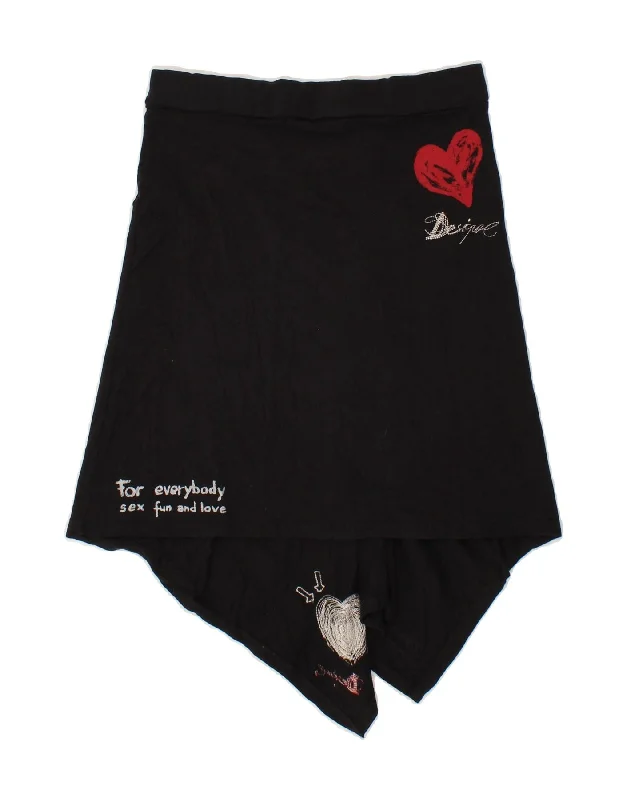 DESIGUAL Womens Graphic Asymmetrical Skirt UK 8 Small W26 Black Geometric leather skirt durable DESIGUAL Womens Graphic Asymmetrical Skirt UK 8 Small W26 Black Geometric leather skirt durable