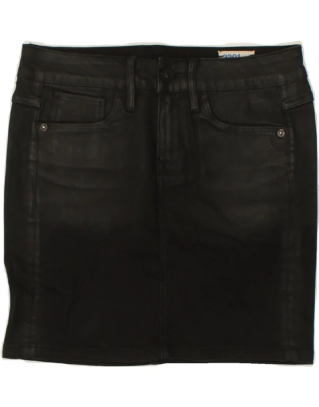G-STAR Womens Low Waist Denim Skirt W26 Small  Black Cotton velvet skirt rich