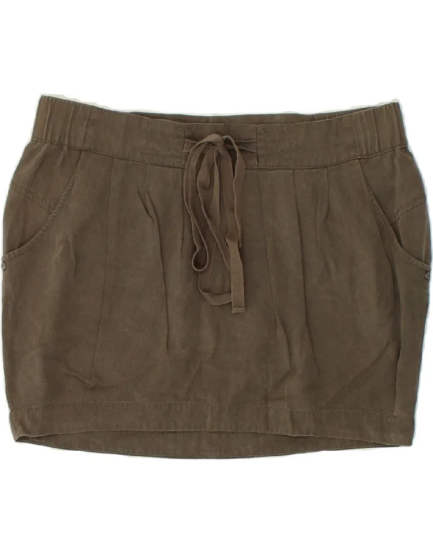 GAUDI Womens Mini Skirt IT 46 Large W34 Brown Tencel chiffon skirt delicate