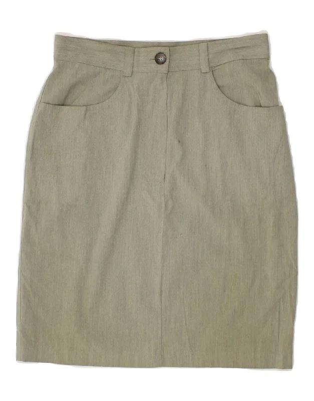 GERANI Womens Midi Skirt IT 42 Medium W26 Grey Cotton denim skirt casual