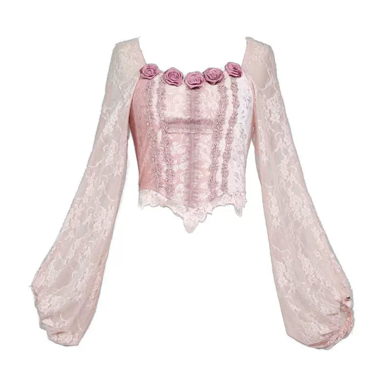 lace puff sleeve top
