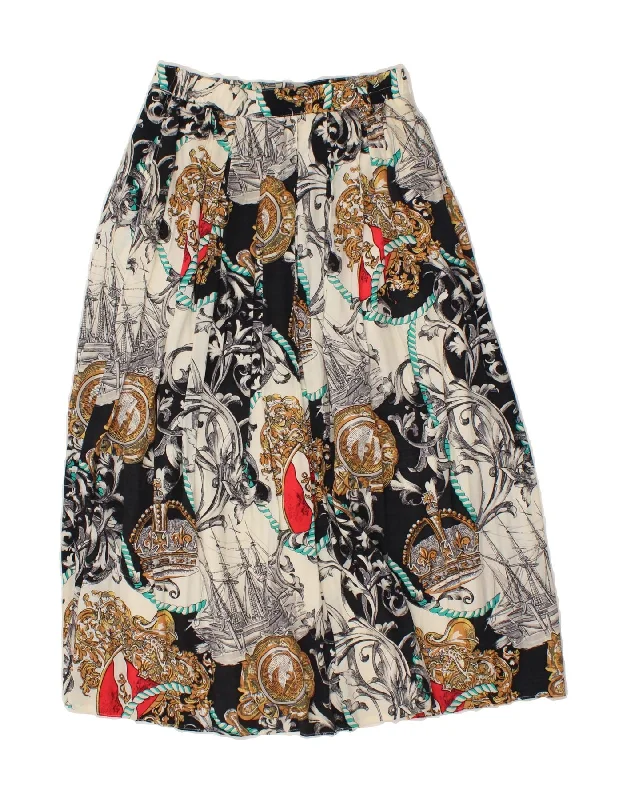 HAMMER Womens Abstract Pattern Pleated Skirt IT 38 XS W28 Multicoloured silk skirt lustrous HAMMER Womens Abstract Pattern Pleated Skirt IT 38 XS W28 Multicoloured silk skirt lustrous