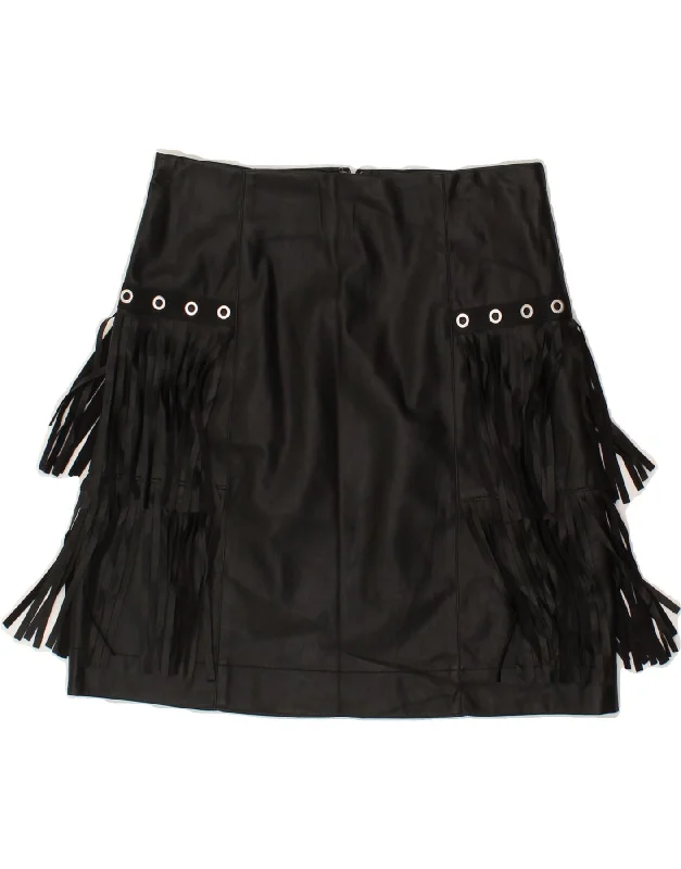 KOCCA Womens Leather Skirt EU 40 Medium W28  Black Leather asymmetrical skirt cut