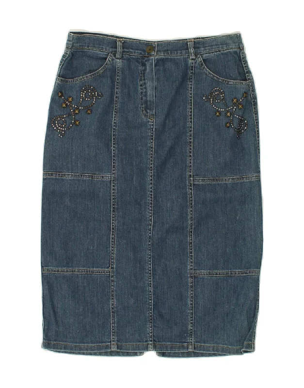 L.PUCCI Womens Denim Skirt IT 44 Medium W28 Blue Cotton zip skirt side